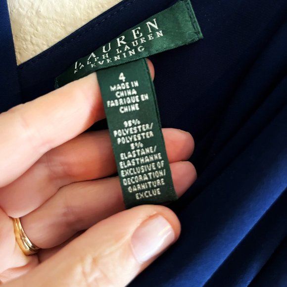 Ralph Lauren Blue Evening Dress with Rhinestone Accents *WORN ONCE!* - Picture 6 of 13